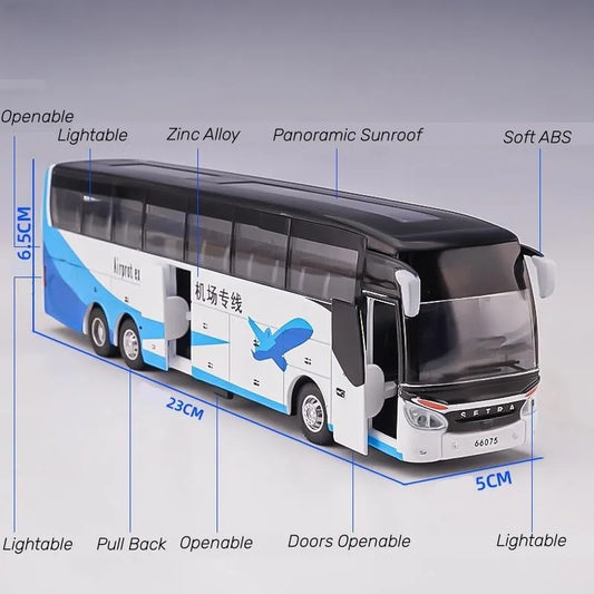 Ônibus de Luxo Miniatura 1:50 – Brinquedo Educativo com Luz e Som!