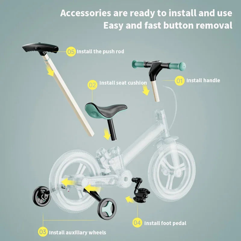 Bicicleta Infantil 2 em 1 de Equilíbrio com Pedal Dobrável – Ideal para Crianças de 1 a 6 Anos!