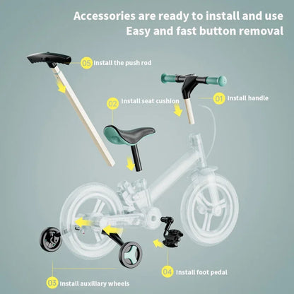 Bicicleta Infantil 2 em 1 de Equilíbrio com Pedal Dobrável – Ideal para Crianças de 1 a 6 Anos!