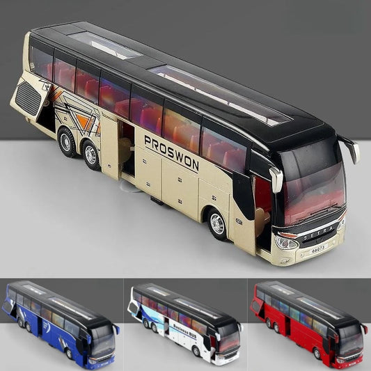 Ônibus de Luxo Miniatura 1:50 – Brinquedo Educativo com Luz e Som!