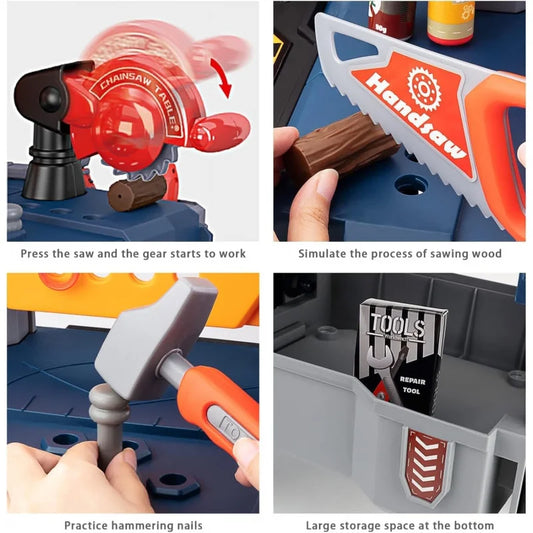 Bancada de Ferramentas Infantil 2 em 1 – Brinquedo Educativo de Montar e Brincar