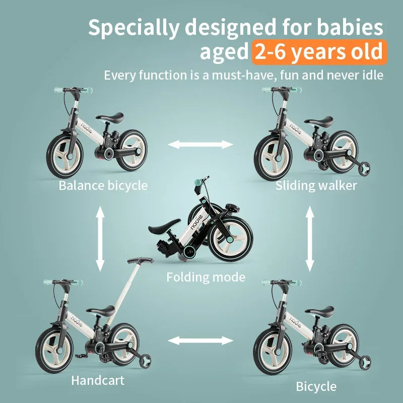 Bicicleta Infantil 2 em 1 de Equilíbrio com Pedal Dobrável – Ideal para Crianças de 1 a 6 Anos!